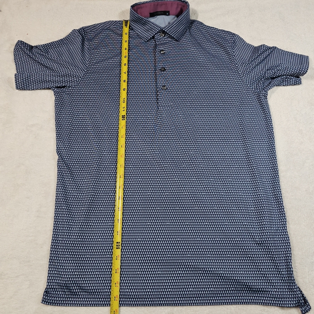 Greyson Maltese Blue Arrowhead Print Short Sleeve Polo Embroidered Mens M - Picture 11 of 11